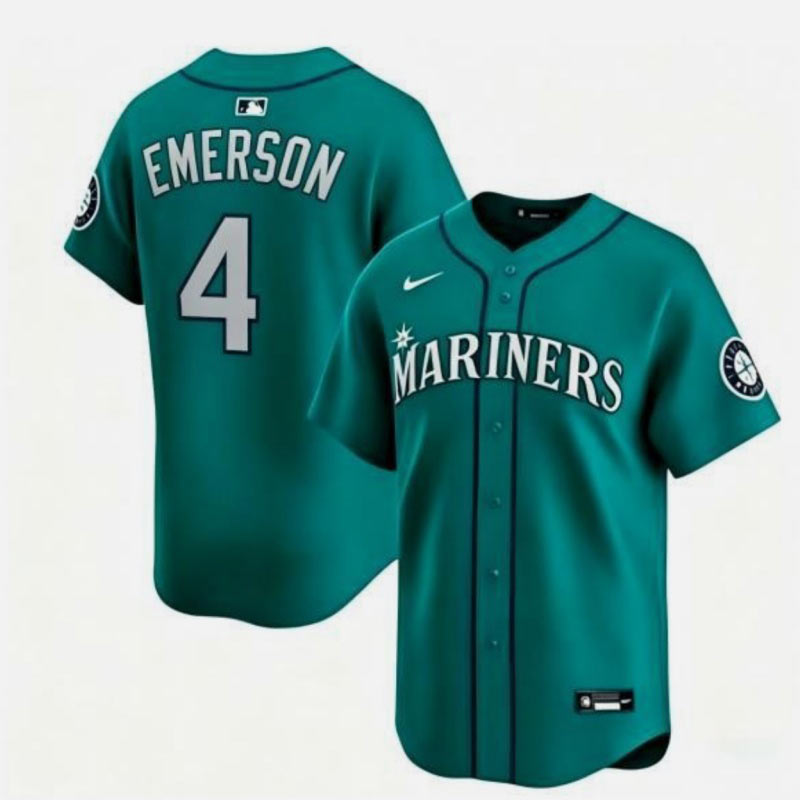 Men's Seattle Mariners 4 Colt Emerson Aqua Limited Stitched jersey Men's Seattle Mariners 4 Colt Emerson Aqua Limited Stitched jersey