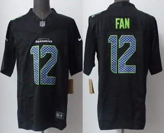 Men's Seattle Seahawks 12 Fan Limited Black Fashion FUSE Vapor Jersey