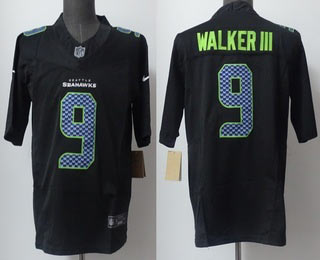 Men's Seattle Seahawks 9 Kenneth Walker III Limited Black Fashion FUSE Vapor Jersey