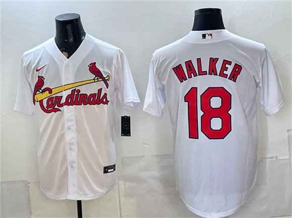 Men's St Louis Cardinals 18 Jordan Walker White Home Stitched Baseball Jersey