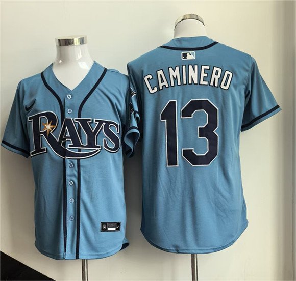 Men's Tampa Bay Rays 13 Junior Caminero Blue 2026 Limited Stitched Baseball Jersey Men's Tampa Bay Rays 13 Junior Caminero Blue 2026 Limited Stitched Baseball Jersey