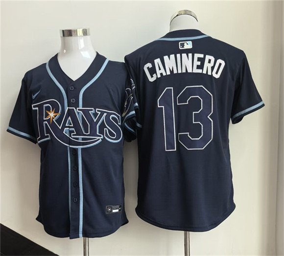 Men's Tampa Bay Rays 13 Junior Caminero Navy 2026 Limited Stitched Baseball Jersey Men's Tampa Bay Rays 13 Junior Caminero Navy 2026 Limited Stitched Baseball Jersey