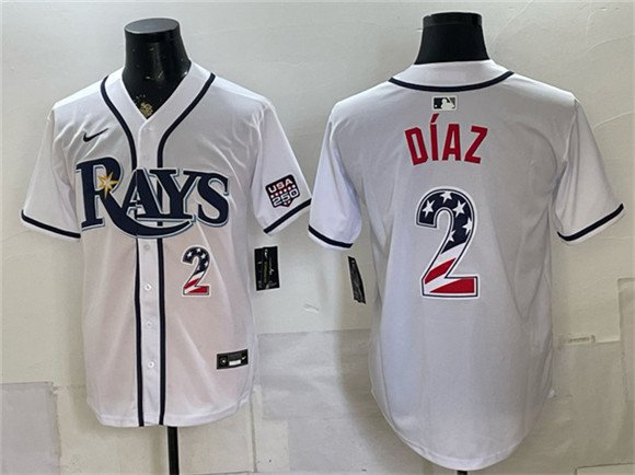 Men's Tampa Bay Rays 2 Yandy Díaz White 2026 USA 250 Fourth of July Home Stitched Baseball Jersey Men's Tampa Bay Rays 2 Yandy Díaz White 2026 USA 250 Fourth of July Home Stitched Baseball Jersey