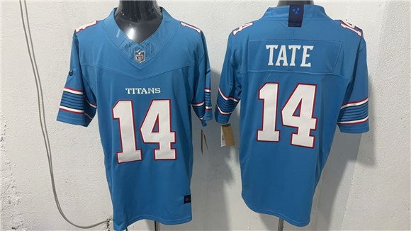 Men's Tennessee Titans 14 Carnell Tate Light Blue 2026 F U S E Vapor Limited Football Stitched Jersey Men's Tennessee Titans 14 Carnell Tate Light Blue 2026 F U S E Vapor Limited Football Stitched Jersey