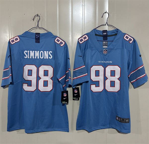 Men's Tennessee Titans 98 Jeffery Simmons Light Blue 2026 F.U.S.E. Vapor Limited Football Stitched Jersey