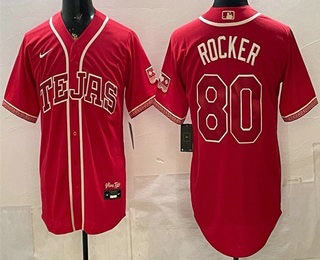 Men's Texas Rangers 80 Kumar Rocker Red 2026 City Connect Stadium Jersey