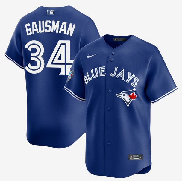 Men's Toronto Blue Jays 34 Kevin Gausman Royal Nike 50th Anniversary Alternate Replica Jersey