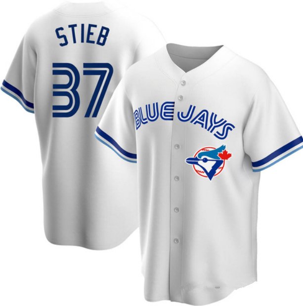 Men's Toronto Blue Jays 37 Dave Stieb White Cooperstown Collection Jersey