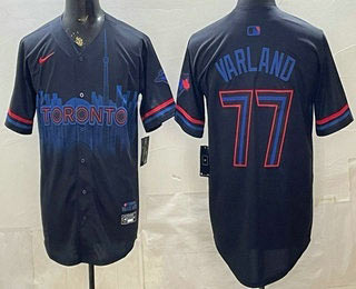 Men's Toronto Blue Jays 77 Louis Varland Black City Limited Jersey