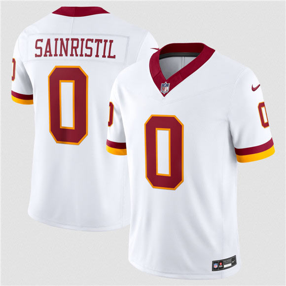 Men's Washington Commanders 0 Mike Sainristil White 2026 F.U.S.E. Vapor Limited Football Stitched Jersey