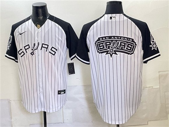 Mens San Antonio Spurs Team Big Logo White Stitched Baseball Jersey Mens San Antonio Spurs Team Big Logo White Stitched Baseball Jersey
